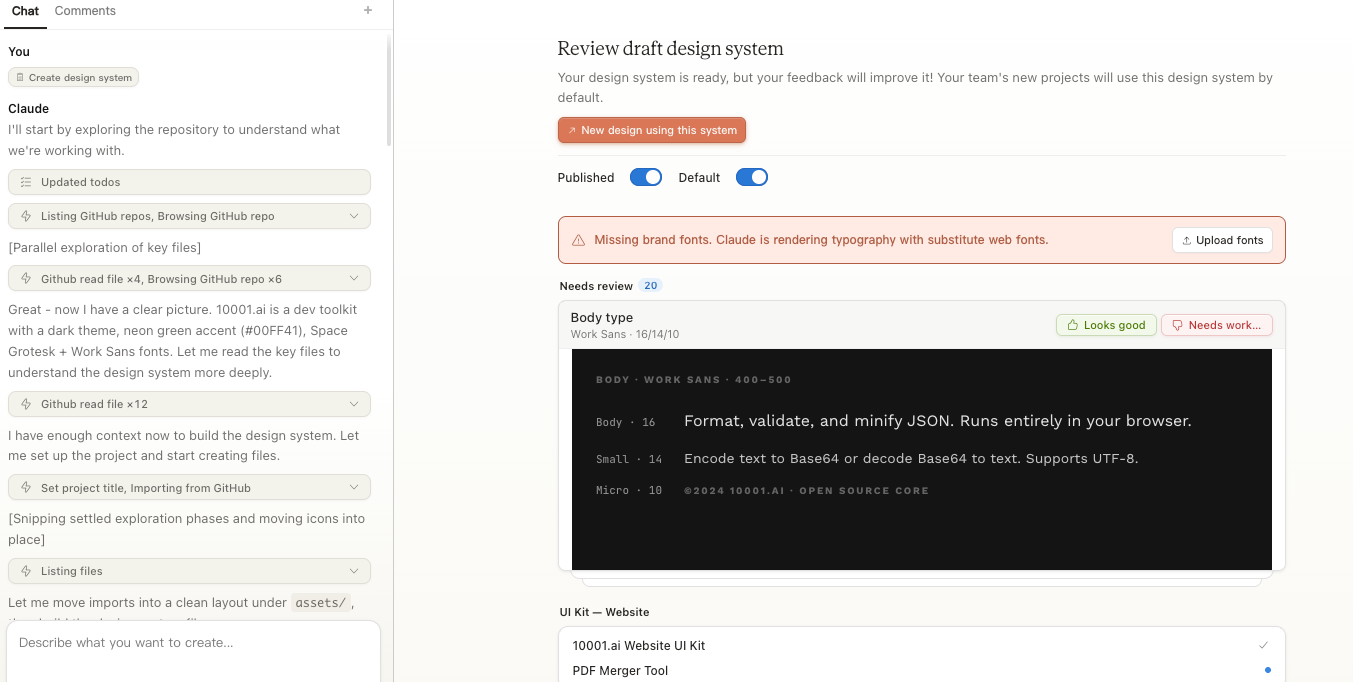 Review draft design system 界面