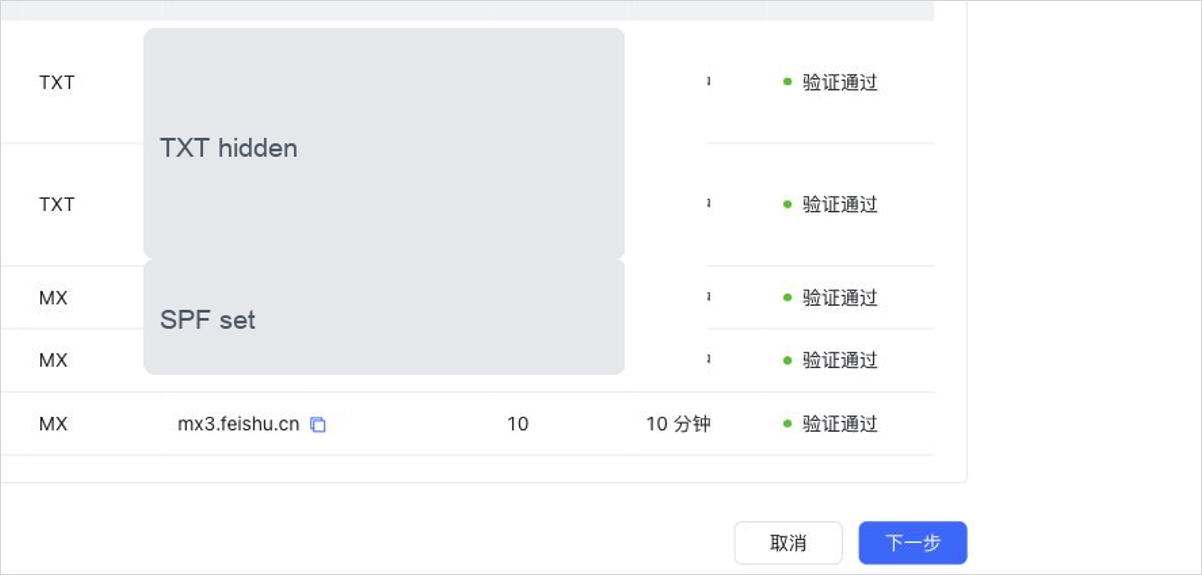 DNS 验证通过