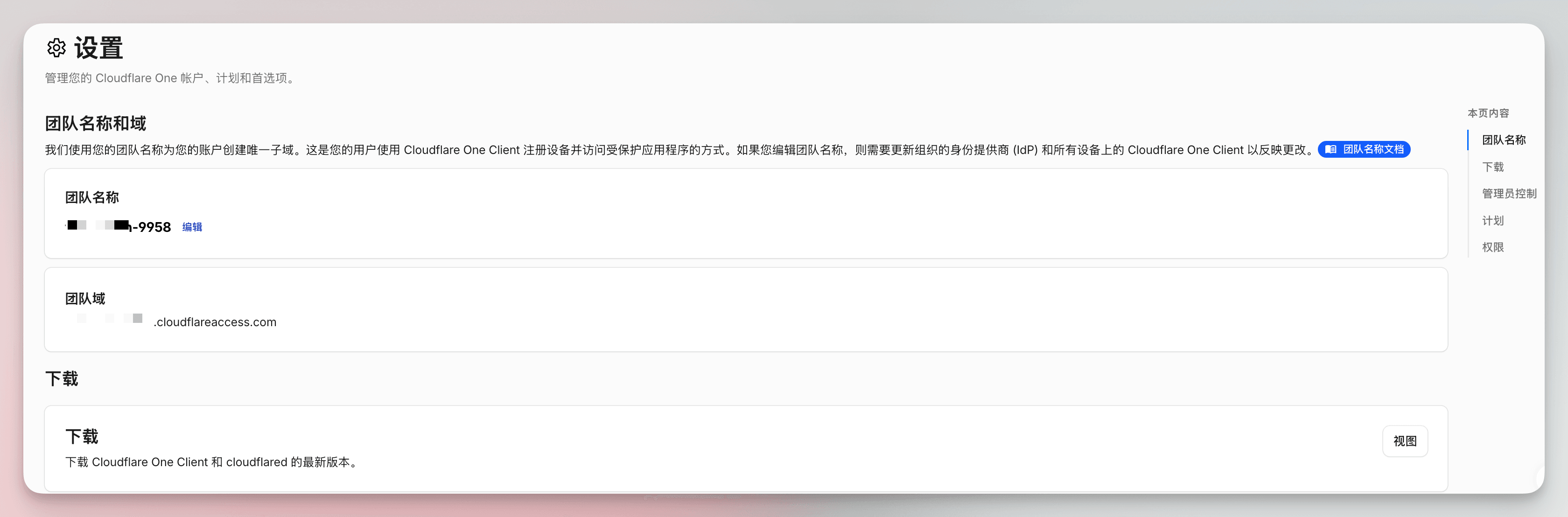 Cloudflare Zero Trust 的团队名称和团队域