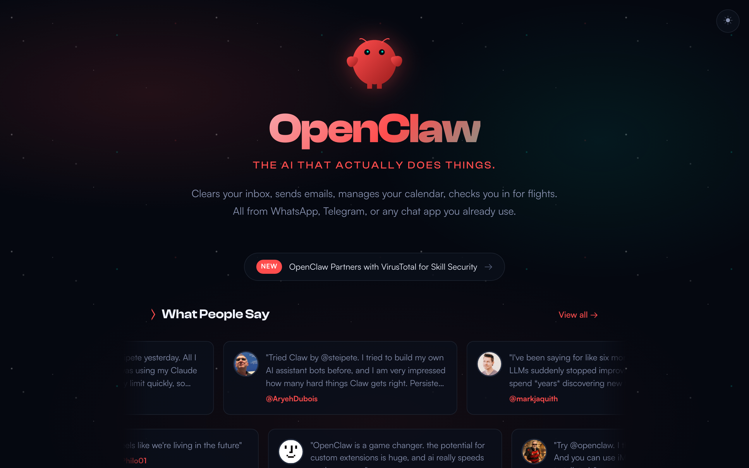 OpenClaw 官网首页