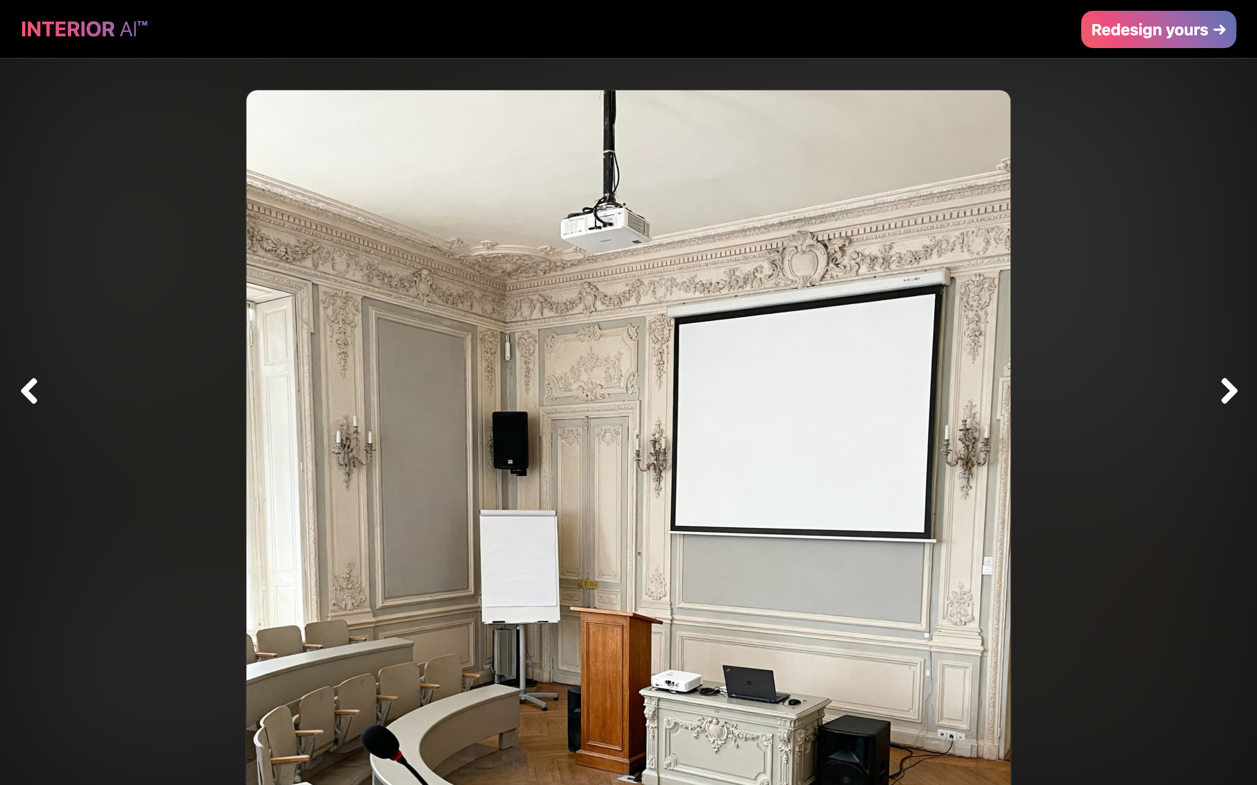 Interior AI 设计效果画廊，展示不同风格的室内设计效果