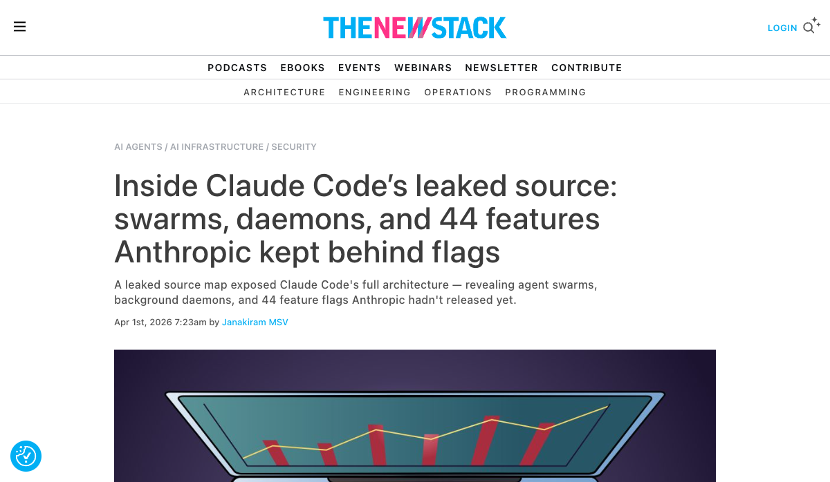 The New Stack：Inside Claude Code's leaked source，44 个 Feature Flag 完整分析