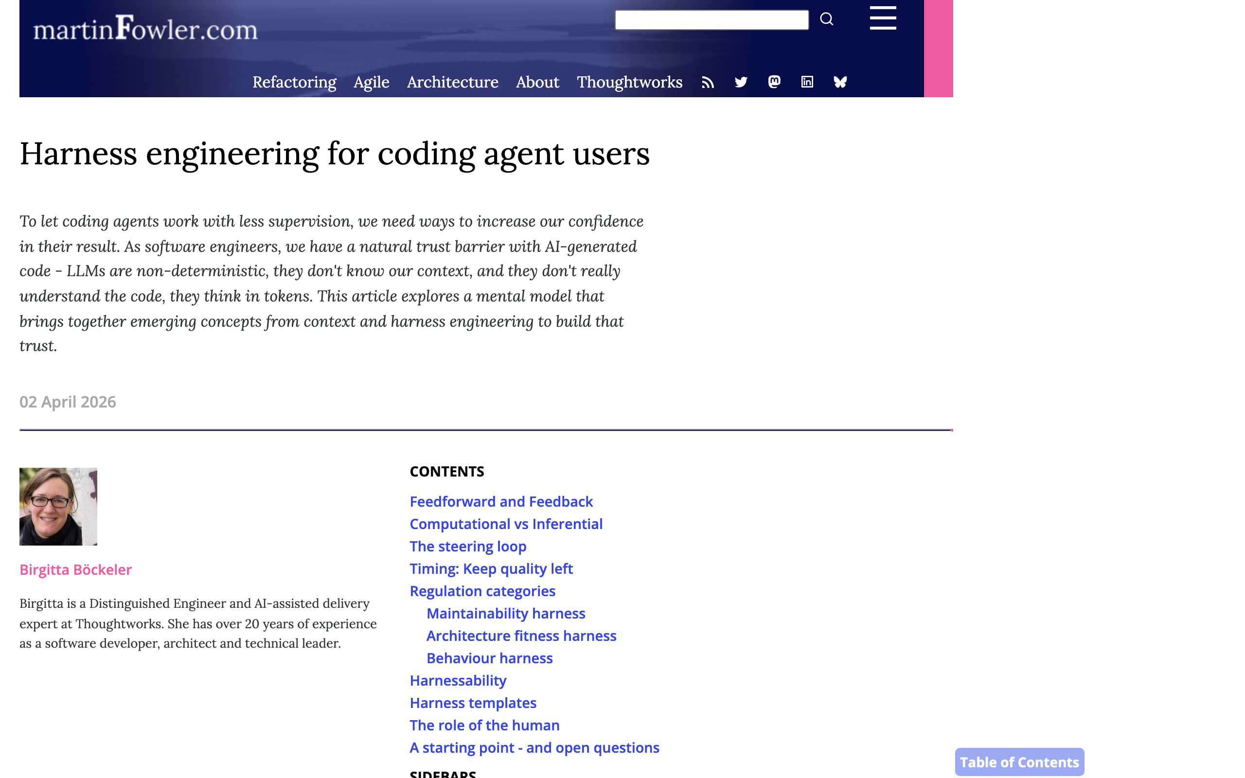 Martin Fowler 网站上 Böckeler 分析文章截图